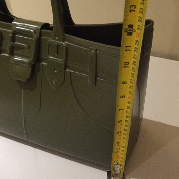 Great Bag Co. Designer Robert Verdi Rubber Tote Bag Purse Army Green - Picture 13 of 15